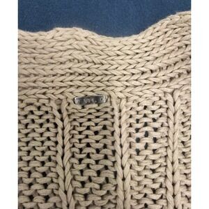 VPL Tan Beige Linen Cotton Chunky Knit Open Front Draped Vest Size P